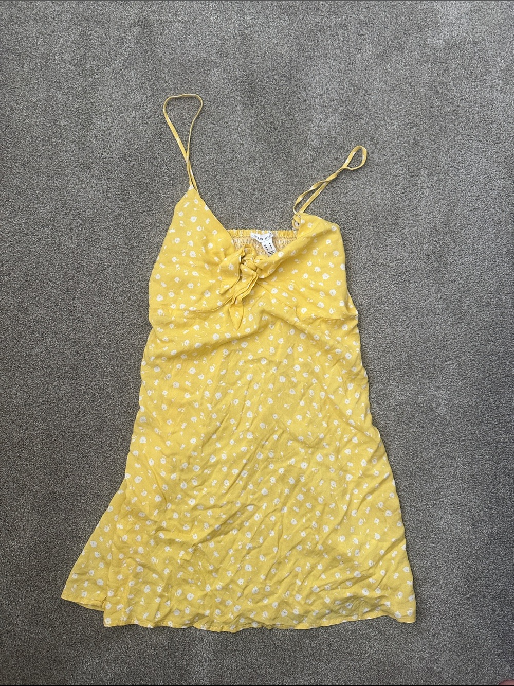 Urban Heritage Yellow Ditsy Floral Tie-Front Mini Dress